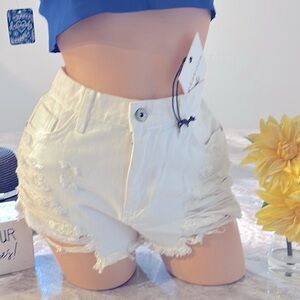 NWT Pistola Off-White Distressed Jean Shorts